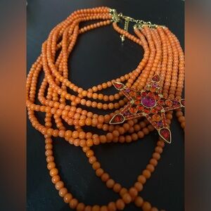 Star Brooch Beaded Necklace